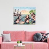 Zeemeermin Antiek Magic Nautische Oceaan Canvas Afdruk (Insitu (Woonkamer))