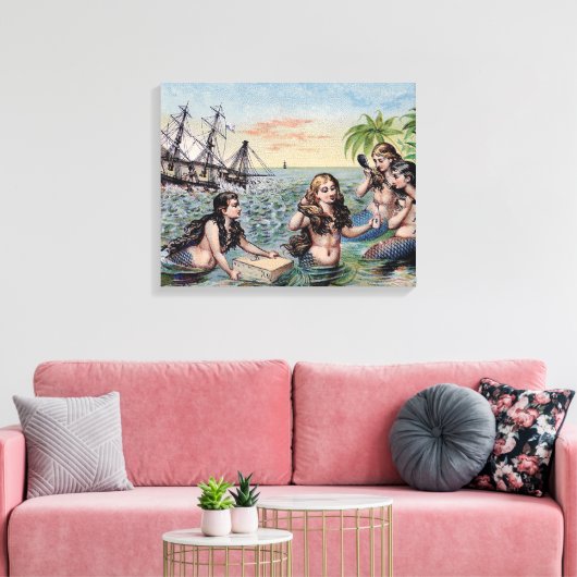 Zeemeermin Antiek Magic Nautische Oceaan Canvas Afdruk (Insitu (Woonkamer))