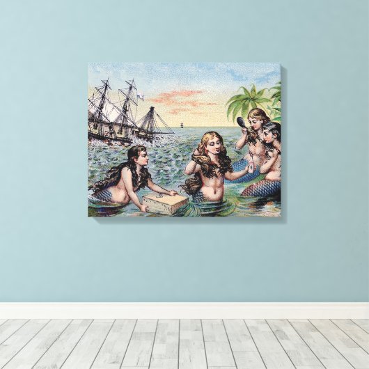 Zeemeermin Antiek Magic Nautische Oceaan Canvas Afdruk (Insitu (Houten vloer))