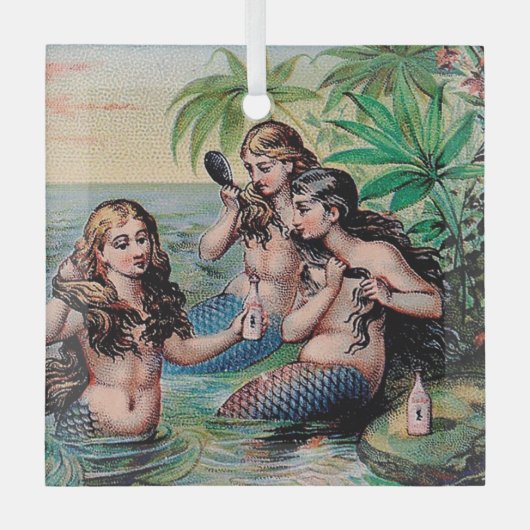 Zeemeermin Antiek Magic Nautische Oceaan Glas Ornament (Voorkant)