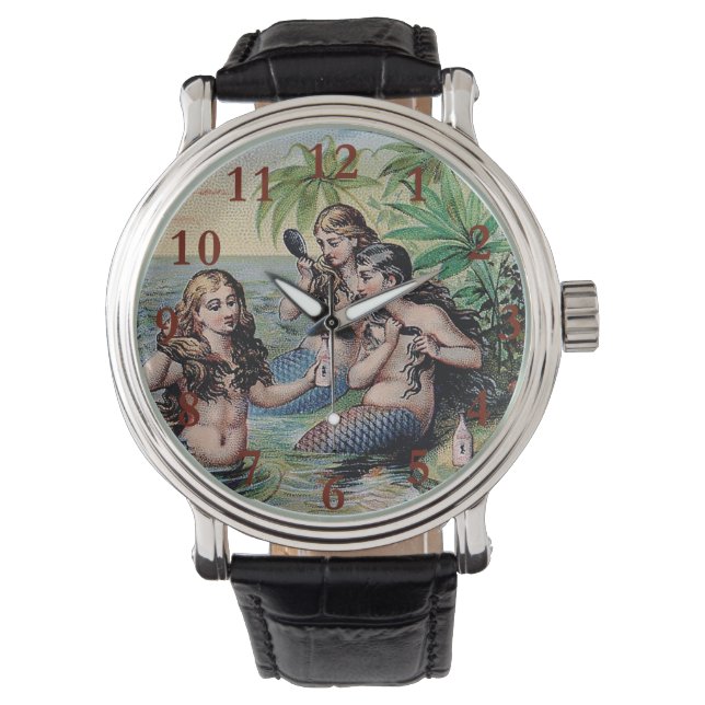 Zeemeermin Antiek Magic Nautische Oceaan Horloge (Voorkant)