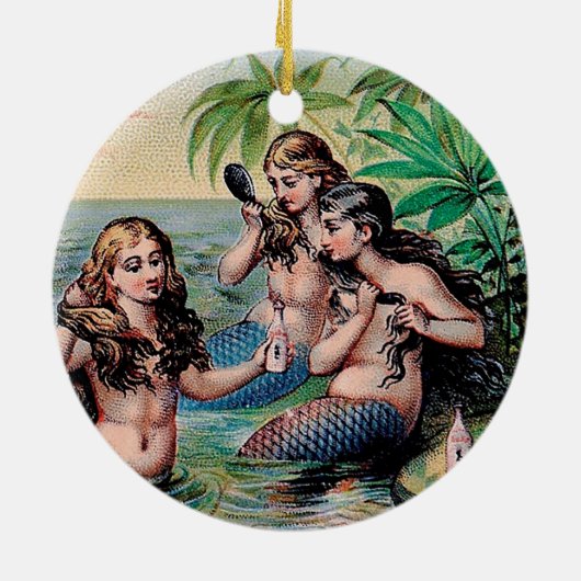 Zeemeermin Antiek Magic Nautische Oceaan Keramisch Ornament (Achterkant)