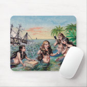 Zeemeermin Antiek Magic Nautische Oceaan Muismat (Met muis)