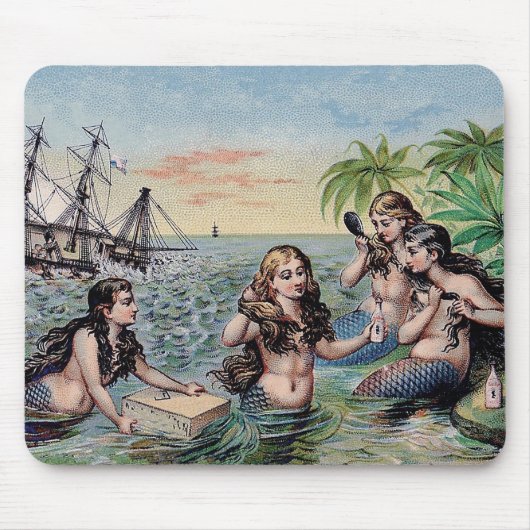 Zeemeermin Antiek Magic Nautische Oceaan Muismat (Voorkant)