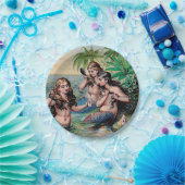 Zeemeermin Antiek Magic Nautische Oceaan Papieren Bordje (Feest)