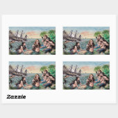 Zeemeermin Antiek Magic Nautische Oceaan Rechthoekige Sticker (Vel)