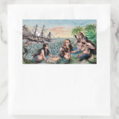 Zeemeermin Antiek Magic Nautische Oceaan Rechthoekige Sticker (Tas)