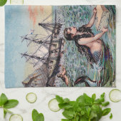 Zeemeermin Antiek Magic Nautische Oceaan Theedoek (Gevouwen)