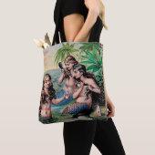 Zeemeermin Antiek Magic Nautische Oceaan Tote Bag (Dichtbij)