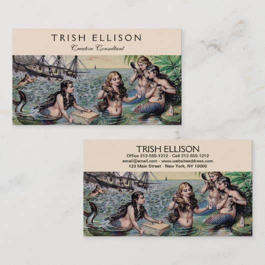 Zeemeermin Antiek Magic Nautische Oceaan Visitekaartje (Voorkant / Achterkant)