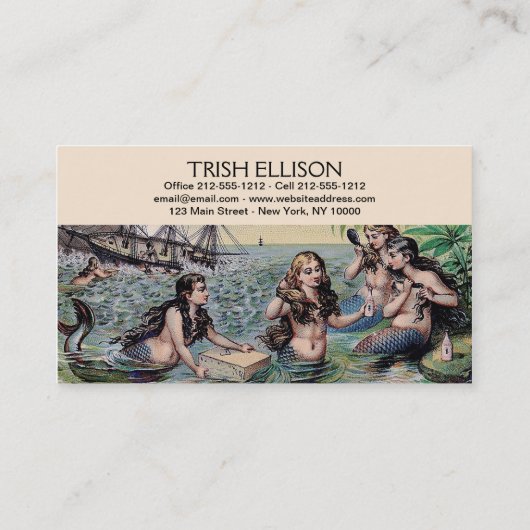 Zeemeermin Antiek Magic Nautische Oceaan Visitekaartje (Achterkant)