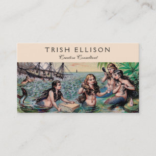 Zeemeermin Antiek Magic Nautische Oceaan Visitekaartje