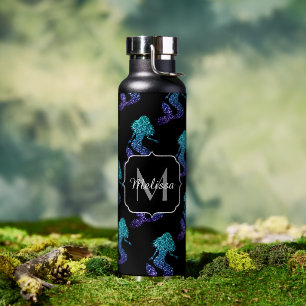 Zeemeermin aqua blauw ombre Glitters patroon Monog Waterfles