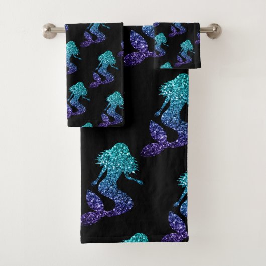 Zeemeermin aqua blauwe ombre glinsterend patroon z bad handdoek (Insitu)