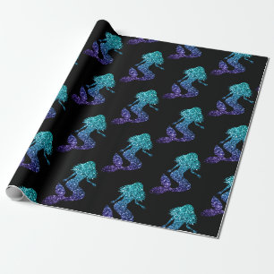 Zeemeermin aqua blauwe ombre glinstering patroon z cadeaupapier