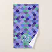 Zeemeermin Aqua Blauwgroen Paarse Blauw | Monogram Bad Handdoek (Handdoek)