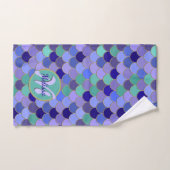 Zeemeermin Aqua Blauwgroen Paarse Blauw | Monogram Bad Handdoek (Handdoek)