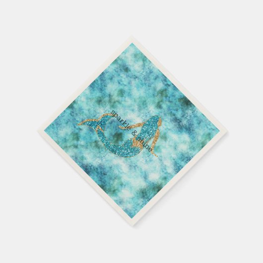 Zeemeermin Aqua Gold Glitter Servet (Hoek)