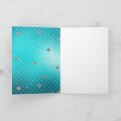 Zeemeermin Aqua Goud Zilver Glitter  Kaart (Binnen)