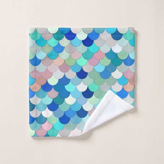 Zeemeermin, Aqua, Shell Roze, en Kobalt Bad Handdoek (Wasdoekje)