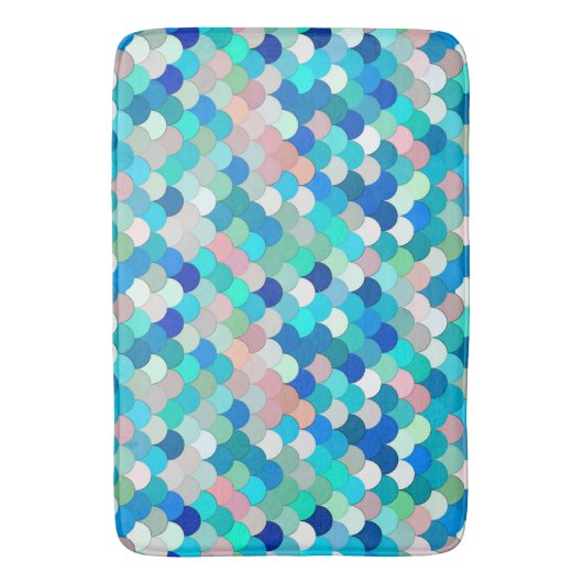 Zeemeermin, Aqua, Shell Roze, en Kobalt Badmat (Voorkant Verticaal)
