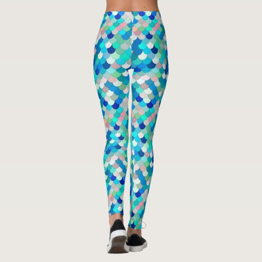 Zeemeermin, Aqua, Shell Roze, en Kobalt Leggings (Achterkant)