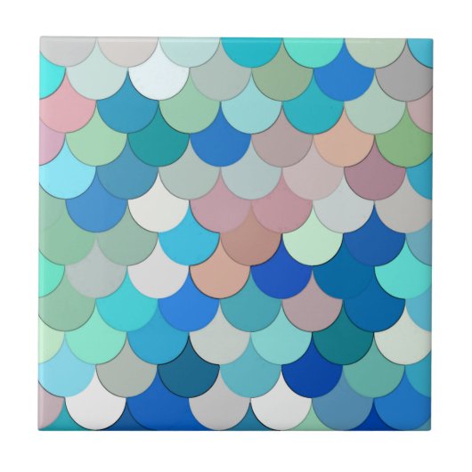 Zeemeermin, Aqua, Shell Roze, en Kobalt Tegeltje (Voorkant)