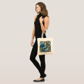 Zeemeermin Art Nouveau Aqua Blue Turquoise Art Dec Tote Bag (Voorkant (model))