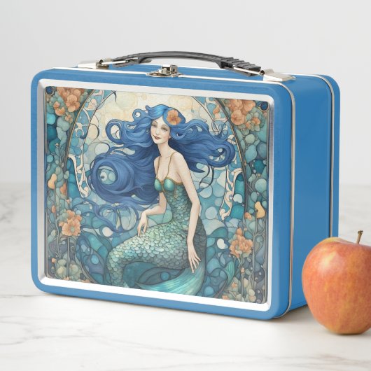  Zeemeermin Art Nouveau Art Deco Blauw (In situ)