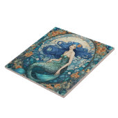 Zeemeermin Art Nouveau Art Deco Blauw Tegeltje (Zijkant)
