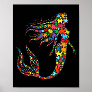 Zeemeermin Autisme Puzzel Voor Vrouwen Mannen Kind Poster