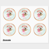 Zeemeermin Baby Clam Shell Tiara Afrikaans Amerika Ronde Sticker (Vel)