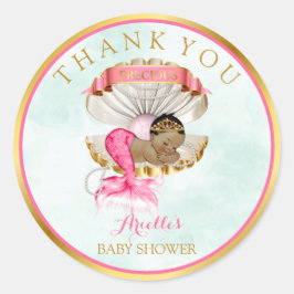 Zeemeermin Baby Clam Shell Tiara Afrikaans Amerika Ronde Sticker