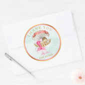 Zeemeermin Baby Clam Shell Tiara Parels Goud Roze Ronde Sticker (Envelop)