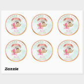 Zeemeermin Baby Clam Shell Tiara Parels Goud Roze Ronde Sticker (Vel)