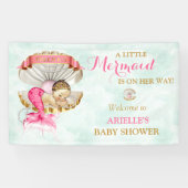 Zeemeermin Baby Clam Shell Tiara Parels Goud Roze Spandoek (Horizontaal)