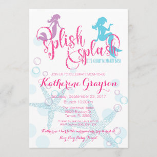 Zeemeermin Baby Meisje Baby shower Uitnodiging