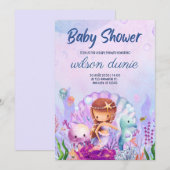 Zeemeermin Baby Meisje Baby shower Uitnodiging (Voorkant / Achterkant)