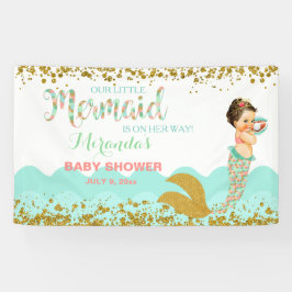 Zeemeermin Baby Meisje Koraal Perzik Mint Goud Spandoek