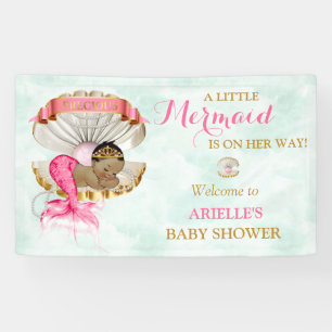Zeemeermin Baby Schelp Tiara Afro-Amerikaans Spandoek