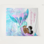 Zeemeermin Baby shower Achtergrond Afro Zeemeermin Wandkleed (Voorkant (horizontaal))