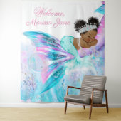 Zeemeermin Baby shower Achtergrond Afro Zeemeermin Wandkleed (In situ)