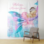 Zeemeermin Baby shower Achtergrond Brunette Zeemee Wandkleed (In situ)