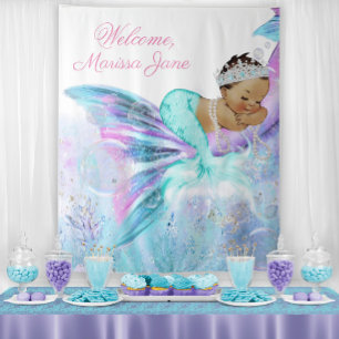 Zeemeermin Baby shower Achtergrond Etnische Zeemee Wandkleed