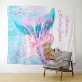 Zeemeermin Baby shower Achtergrond Etnische Zeemee Wandkleed (In Situ (horizontaal))