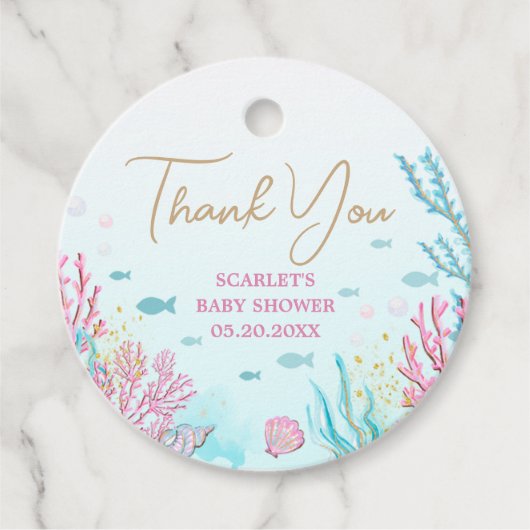 Zeemeermin Baby Shower Bedankjes Labels (Voorkant)