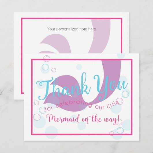 Zeemeermin Baby shower Bedankt Opmerking Kaart (Voorkant / Achterkant)