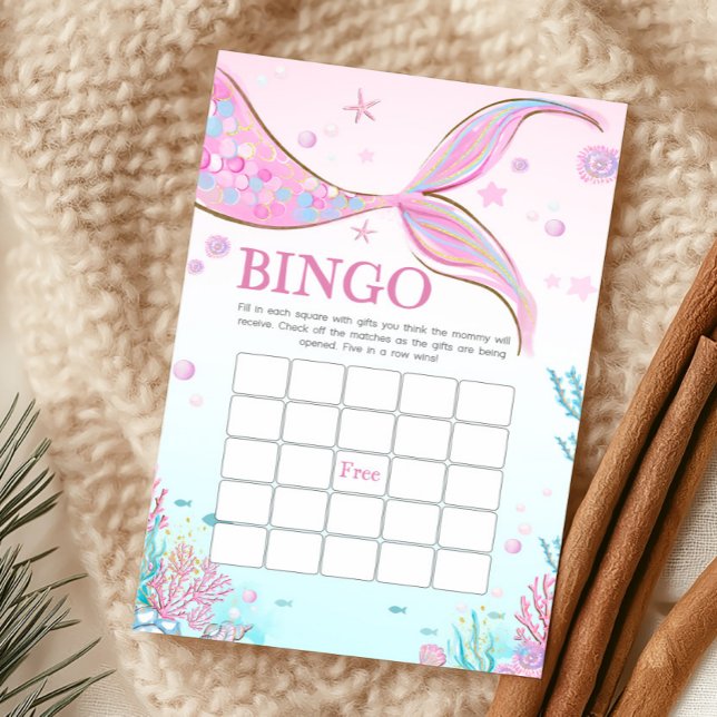 Zeemeermin Baby Shower Bingo Spel (Under the Sea Baby Shower Bingo Game)