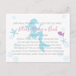 Zeemeermin Baby shower Breng een Boek Blauwgroen P Uitnodiging Briefkaart