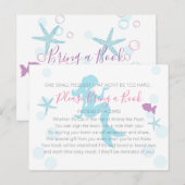 Zeemeermin Baby shower Breng een Boek Blauwgroen P Uitnodiging Briefkaart (Voorkant / Achterkant)